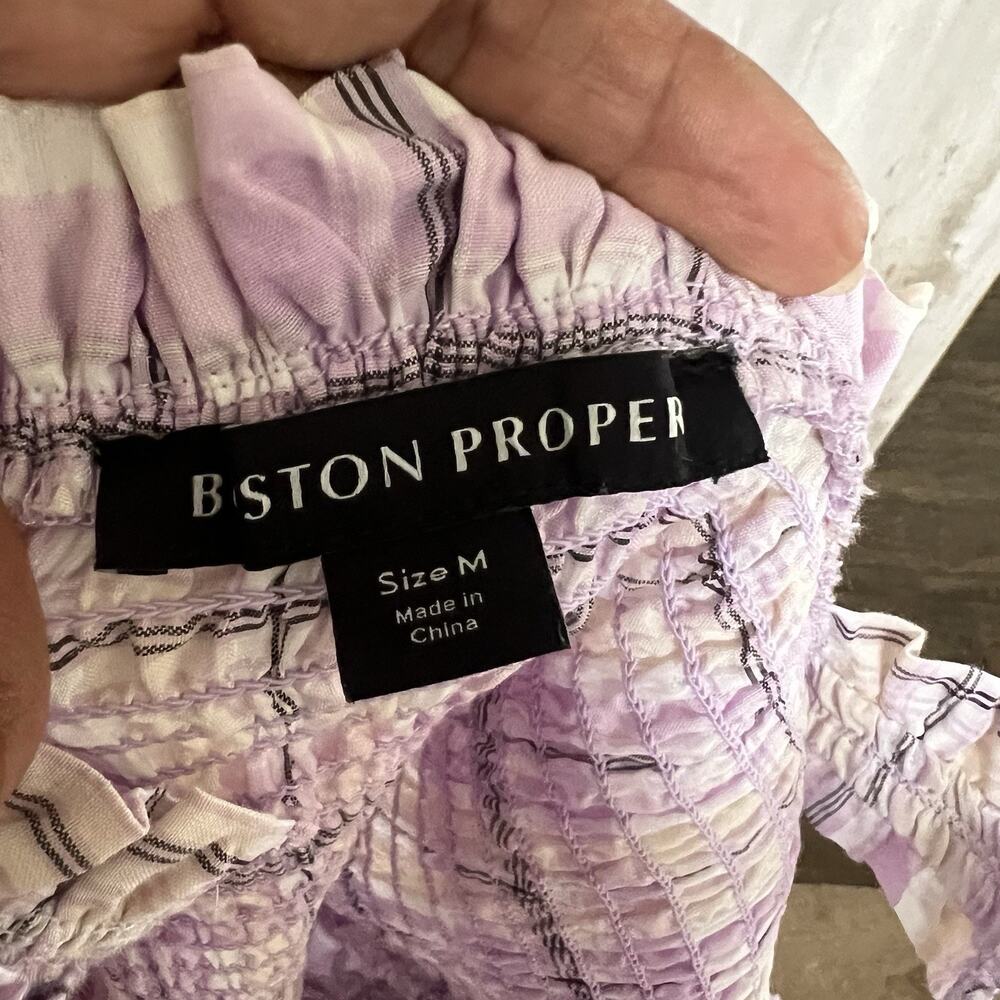 Boston Proper Dress Size Medium Womens Maxi Smocked Plaid Purple Cottagecore - Picture 12 of 12